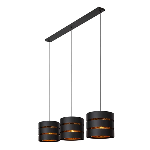 Lucide ROSAS - Pendant light - 3xE27 - Black - detail 4
